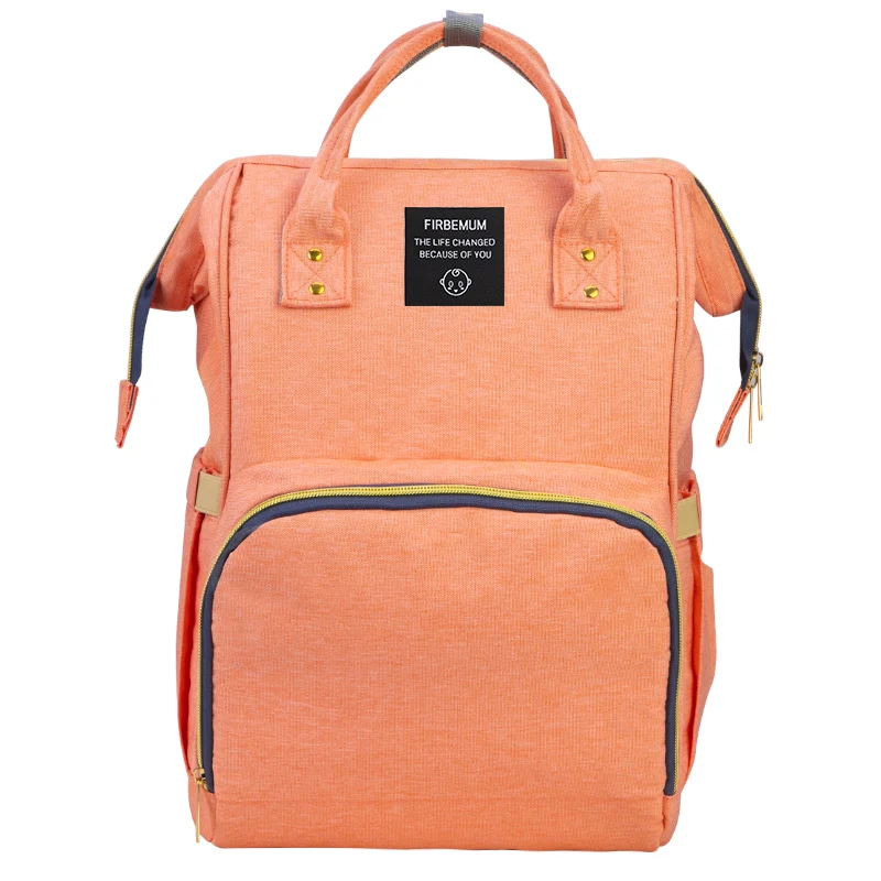 FIRBEMUM orange Модная сумка для подгузников для мам, Большая вместительная Детская сумка, дорожный рюкзак для кормления, сумка для ухода за ребенком, ручная сумка для подгузников - Цвет: FIRBEMUM orange