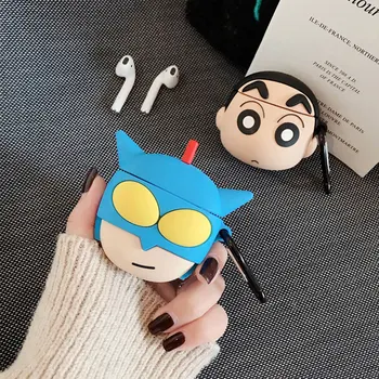 

3D Cute Japan Cartoon Crayon Shin-chan Action Kamen Headphone Case For Apple Airpods 1/2 Silicone Protection Earphone Cover Case