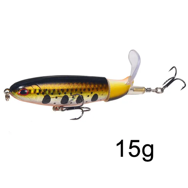 1 Pcs 10cm/14cm Topwater Fishing Lure Whopper Popper Artificial Bait Hard Plopper Soft Rotating Tail Fishing Tackle Fishing Bait W