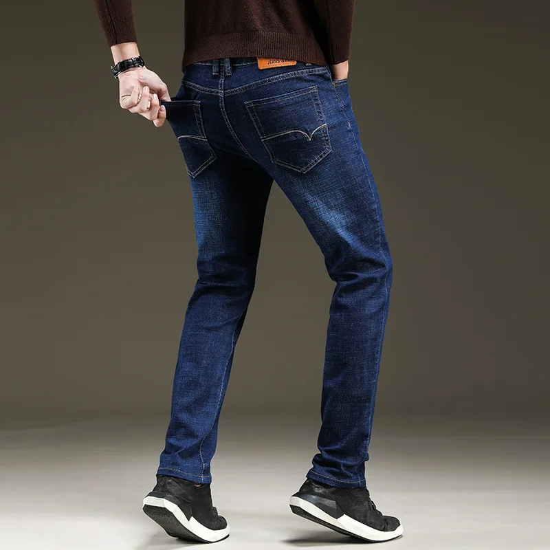 new Business Jeans Men Casual Straight Slim Fit Blue Jeans Male Stretch Thin Fashion Classic Denim Pants skinny jeans men