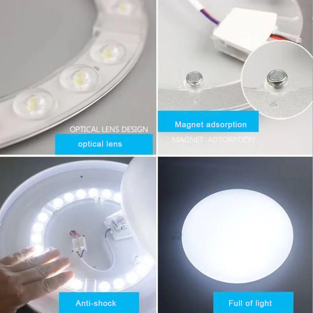 LED Highlight Module Ceiling Lamp Source SMD Lens Panel Warm/White/Neutral Light 12/18/24/36/48/72W Home Lighting Source Replace