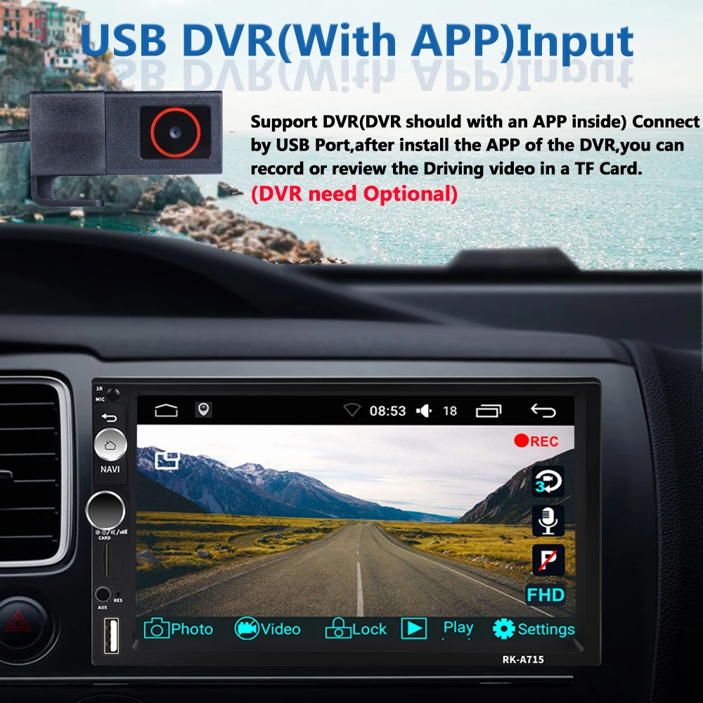 Автомагнитола AMPrime 7 дюймов Android 2 din с GPS Wi Fi MirrorLink USB MP5|Автомобильные