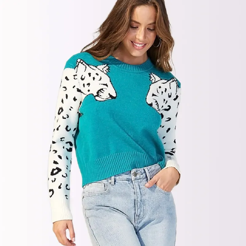 

2020 Woman Loose Knitted Sweater Crop Top Elegant Long Sleeve Warm Sweaters Pullovers New Fashion Casual Clothes Winter Sweater