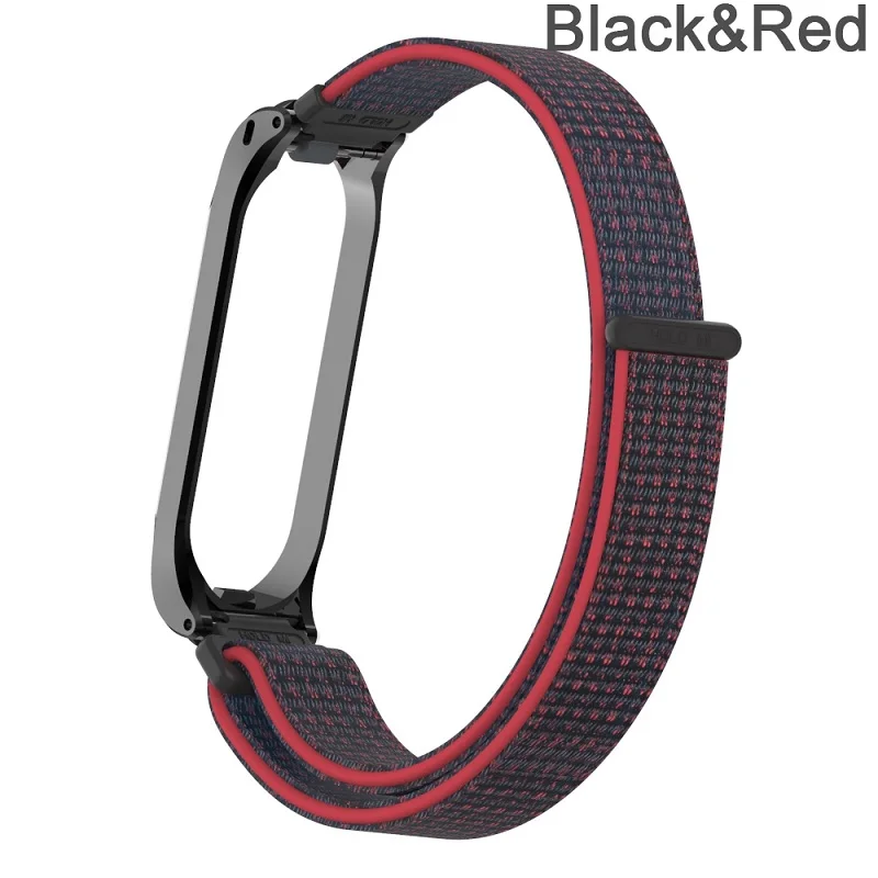 black-red Модный сменный браслет на запястье из нейлона и волокна, дышащий браслет, ремешок для часов для Xiaomi Mi, браслет 4, 3, фитнес-трекер - Цвет: black-red