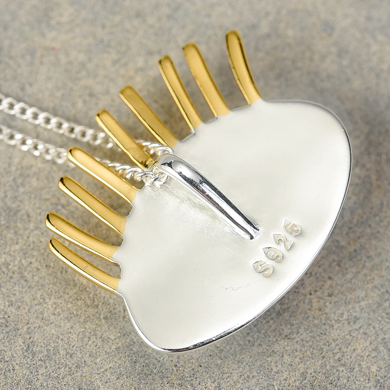 Pendant Necklace Silver Pendant Women 925 Sterling Silver Natural Labradorite Lotus Pendant
