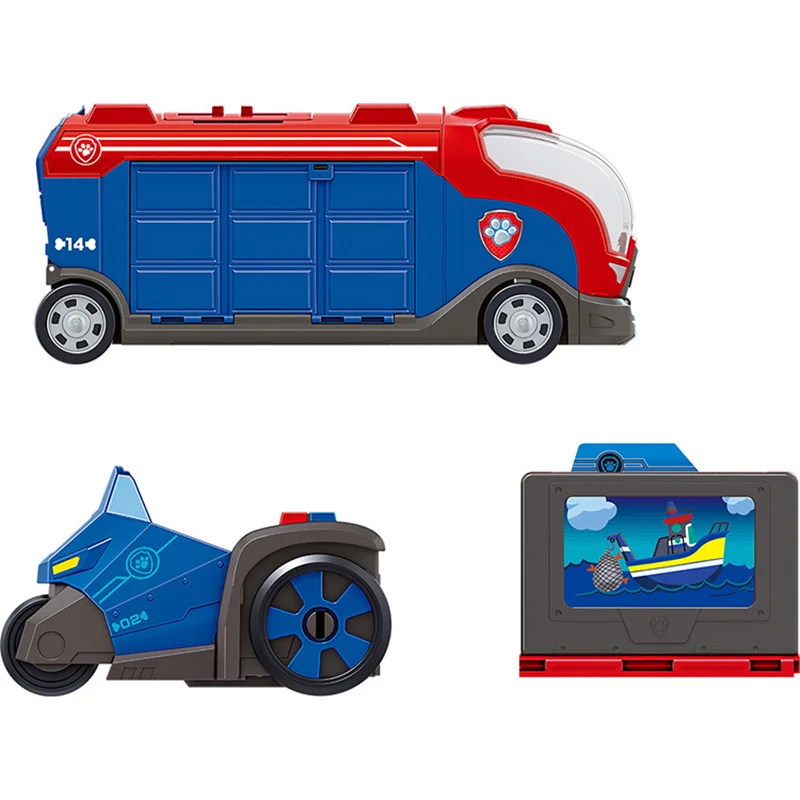 Tanie Paw Patrol pies misja krążownik muzyka baza autobus przesuwny pies zespół ratowniczy zestaw zabawek figurki akcji z anime Model dzieci najlepszy prezent na urodziny