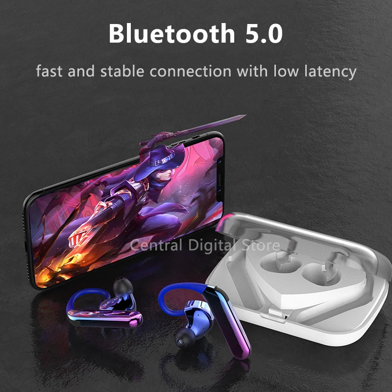 TWS Bluetooth 5,0, ушные крючки, спортивные наушники для бега, шумоподавление, микрофон, стерео, HiFi, бас, IPX7, водонепроницаемые наушники, наушники