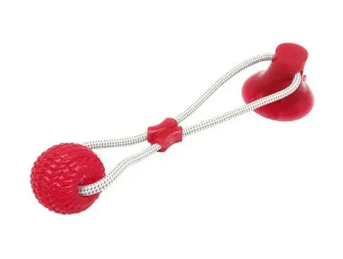 red HIPET игрушки для домашних животных с присоской, игрушка для собак с TPR шариком для чистки зубов, безопасная эластичная игрушка для маленьких собак - Цвет: red