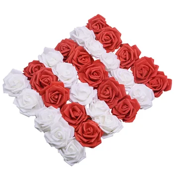 

50pcs 6cm Artificial Rose Flowers Foam Flower Head Decorative Flowers DIY Scrapbooking Craft Wedding Rose Party Supplies