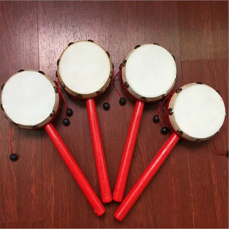 hot sale baby shaking rattle drum musical chinese style wooden