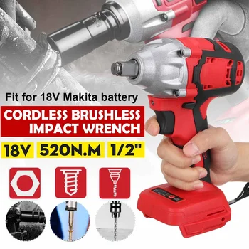 

18V 520Nm Electric Cordless Brushless Impact Drill Wrench Hammer Drill Screwdriver DIY Power Tool Rechargable For Makita Battery