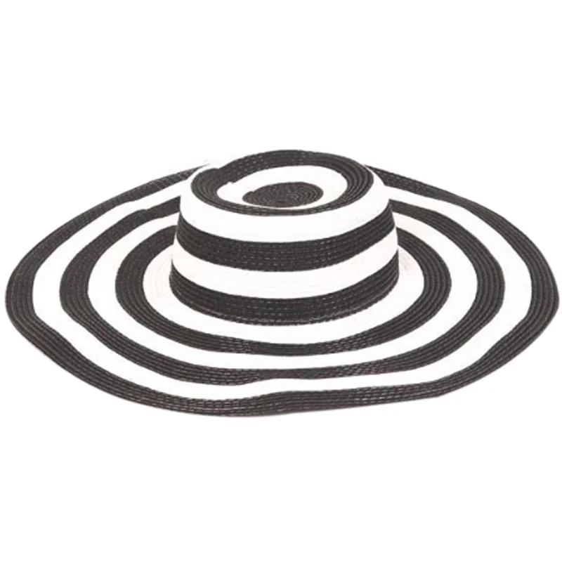 black and white striped sun hat