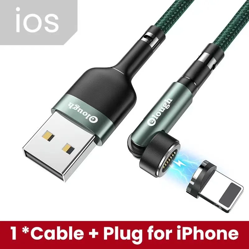 Elough 540 Rotate Magnetic Cable 3A Fast Charging Micro USB Type C Cable For iPhone Xiaomi Magnetic Charger Phone Data USB Cord types of mobile charger Cables