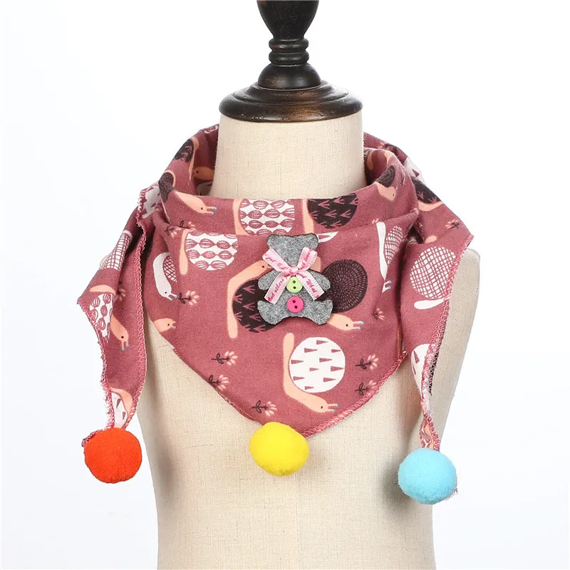 Хлопковый шарф; нагрудник для девочек; треугольные шарфы для маленьких детей; сезон осень-зима; шейный платок с принтом животных для мальчиков; шаль; воротник; одежда; аксессуары - Цвет: Snails Dark Pink