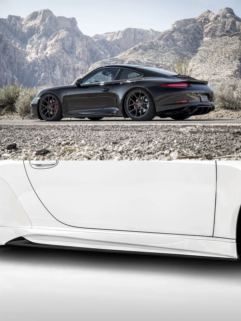 VO-R Стиль углеродного волокна боковые юбки 1 пара подходит для Porsche 911 Carrera991.1