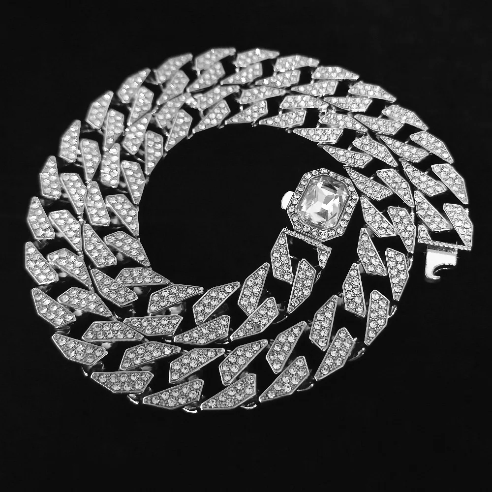 Rhinestone Iced Out Necklace Cuban Link Chain Crystal Bracelet For Men Hip Hop Jewelry Fashion Charms On The Neck Gift | Украшения и