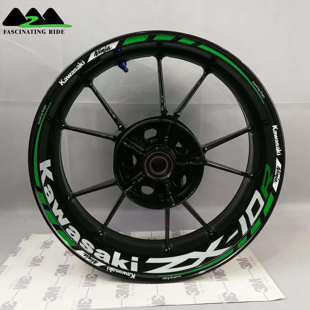 

Applicable to Kawasaki ZX-6R ZX-10R ZX-14R Motorcycle Wheel Sticker, Waterproof Reflective Front and Back Rim Sticker,