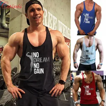 

Men Gym Singlet Tank Top Muscle Bodybuilding Sleeveless Shirt Fitness Sport Letter Vest Stringer Bodybuilding Y-Back Muscle Tops