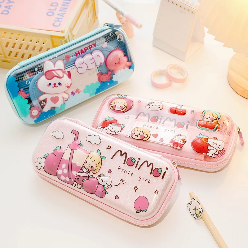 multifuncional de dibujos animados Kawaii, estuche de lápices de papelería de capa de gran capacidad|Bolsas para lápices| - AliExpress