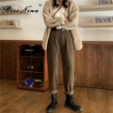 RICININA/Женские джинсы-шаровары с высокой талией, пуговицами и карманами на молнии, однотонные винтажные женские джинсы, повседневные джинсовые брюки для женщин