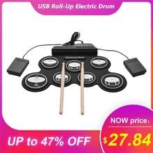 USB рулон кремния электрические наборы барабанов цифровые электронные барабанные колодки комплект 7 барабанных колодок с барабанными палочками педали для начинающих