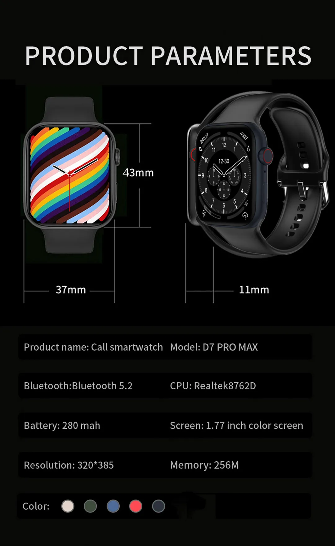 D7 Pro Max Smart Watch Fast Wireless Charging Voice Assistant Smartwatch Bluetooth Call DIY Watchface IP68 Waterproof Sportwatch