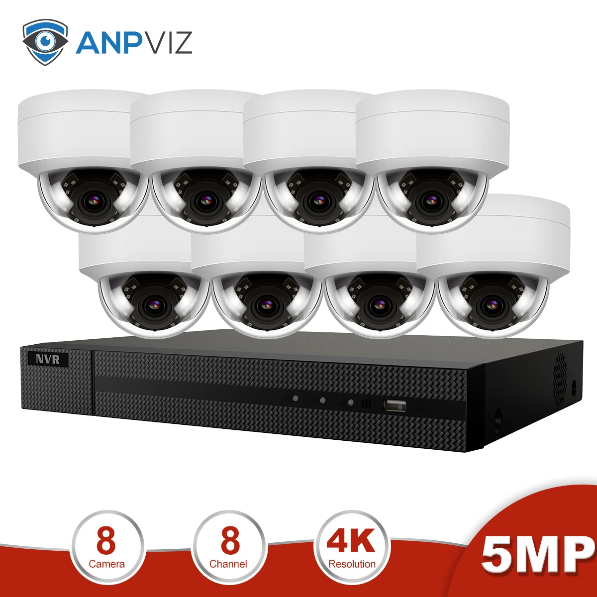 Anpviz 8CH 4K NVR 5MP POE ip-камера для дома/улицы системы безопасности комплекты H.265+ ONVIF сетевые камеры CCTV комплекты видеонаблюдения - Цвет: 8 White Cams Kit