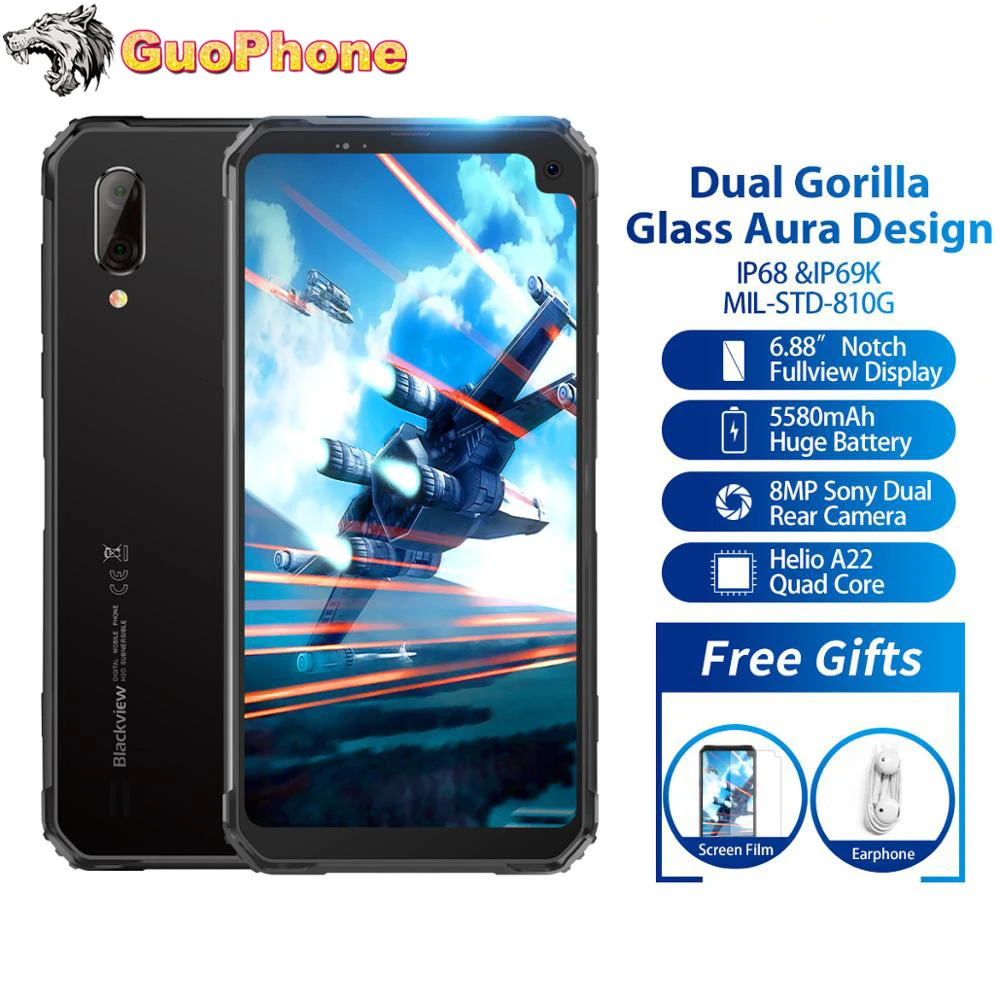 Blackview BV6100 смартфон экран 6 88 дюйма 3 ГБ ОЗУ 16 Гб ПЗУ Android 9 0 Восьмиядерный 5580