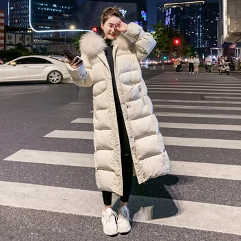 

New Winter Jacket Women Warm Thicken Hooded With Fur Long Coat Female Oversized Long Loose Parka