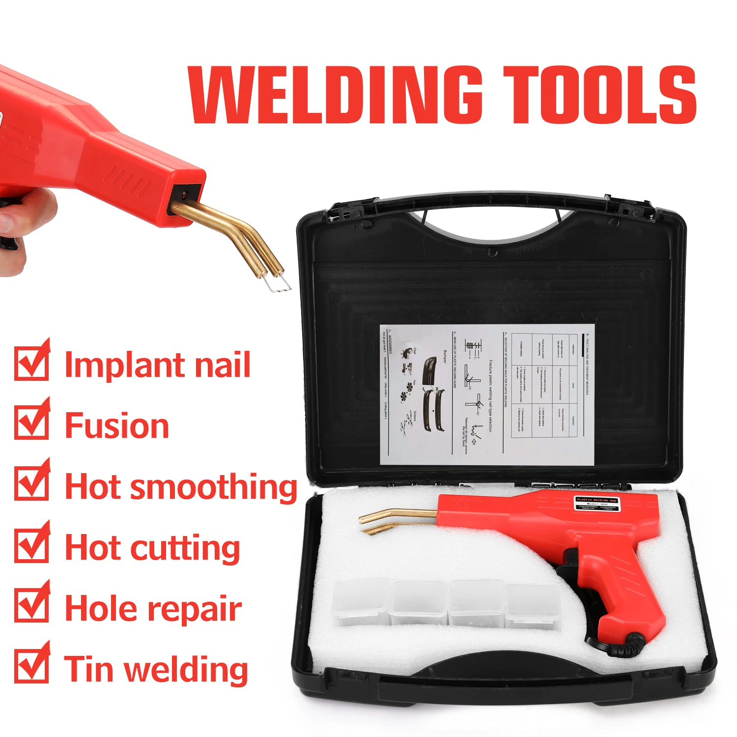 Soldadoras de plásticos profesionales, máquina de grapadoras calientes, grapa PVC, máquina de reparación de parachoques de coche, herramienta de reparación de grapadora de soldadura