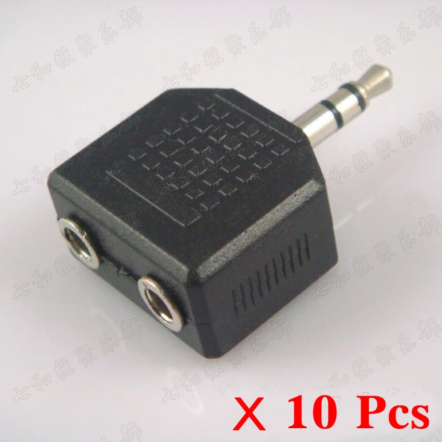 

10 Pcs 3.5mm Stereo Plug Male To 2 x 3.5mm Female Jack Audio Adapter for guitar (ZJT-1X-2X-10)