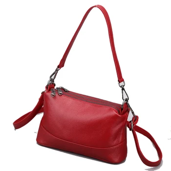 

Famous design Genuine Leather handbag women three zipper bag classification Layer purse fashion women shoulder bag Crossbody bag