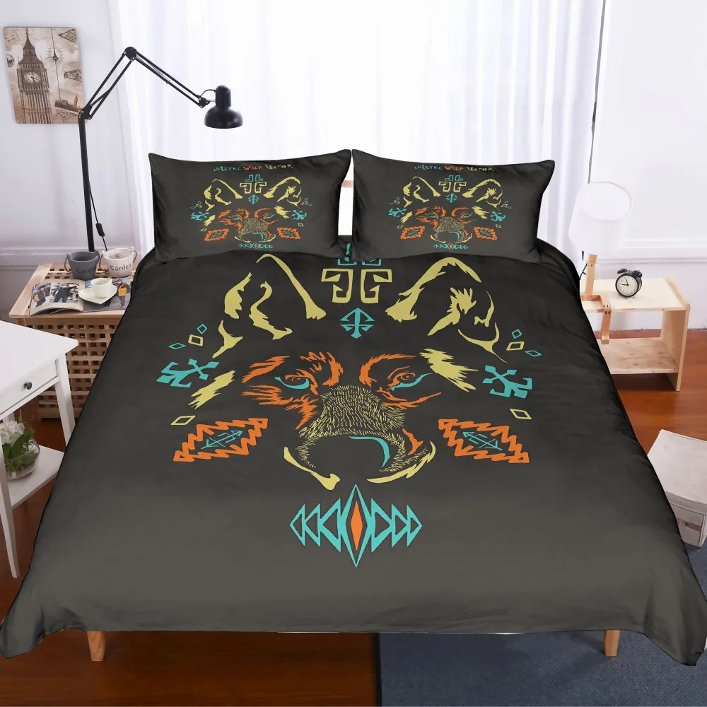 

Wild Animal Wolf Bedding Set Soft Pillowcase 2/3 Pieces Microfiber Black Duvet Cover Double Queen King Size Boy Men Bedclothes