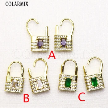 

5 pairs Lock Earrings Hook earrings jewelry fashion earrings for women mix colors crystal jewels 51046
