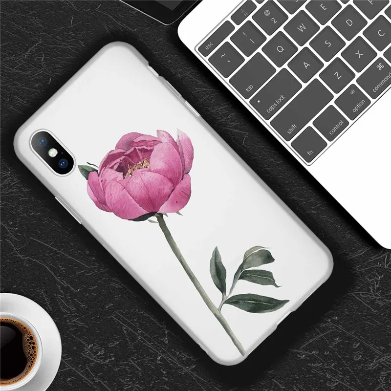 Матовый цветочный чехол для iPhone 11 Pro Max 8 7 6 6S Plus прозрачный телефона X XS XR Xs мягкий