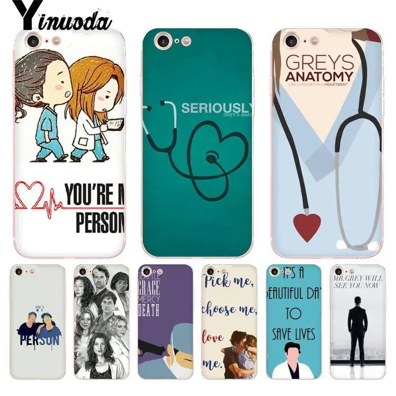 

Yinuoda For iphone 7 6 X Case TV show Grey's Anatomy Transparent Phone Accessories Case for iPhone X 6 6S 7 7plus 8 8Plus XS XR