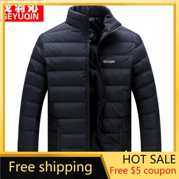 

2020 Thin Men's Stand Collar Down Jacket Daddy Clothes Winter New Middle-aged Large Short Down Coats Mens Clothing