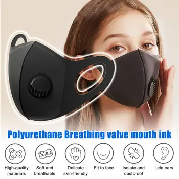 

Half Face Mouth Mask With Breath Valve Washable Unisex Sponge Dustproof PM2.5 Pollution Wide Straps Reusable Muffle Respirator