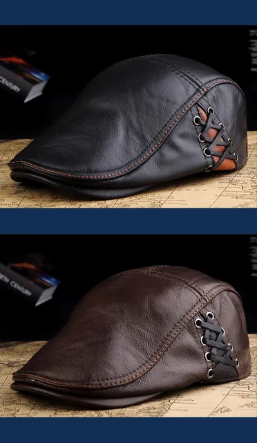 Alibaba Wholesale Beret Hats Genuine Leather Beret Caps For Men