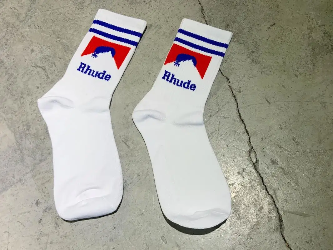 19ss rhude носки хлопчатобумажные баскетбольные Носки Женщины Мужчины подарок Kanye West rhude носки