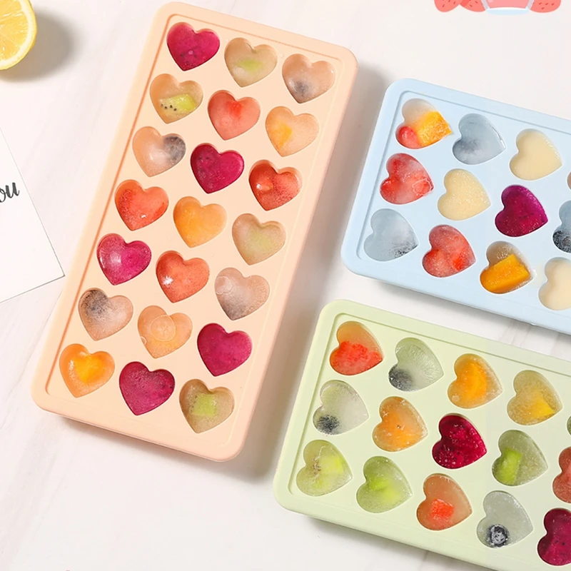 1pc Silicone Heart Mold BPA Ice Cube Tray - 6 - Kawaii Mix