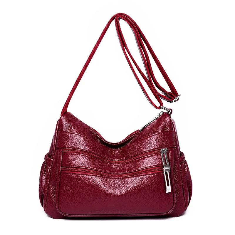 LONOOLISA повседневные кожаные сумки через плечо для женщин Sac основной Femme роскошные сумки много Pockrts сумка на плечо Bolsa Feminina - Цвет: Red wine