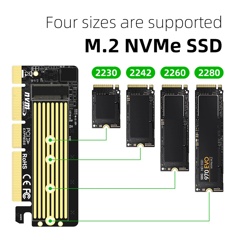 M.2 To Pci-e3.0 Adapter Card Nvme Hard Disk Ssd 2280m2 32 Gbps High-speed Expansion Card Free In-line Pcie X4 X8 X16 Add Cards Controller Panels - AliExpress