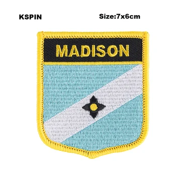

Madison Shield Shape Flag patches embroidered flag patches national flag patches for Cothing DIY Decoration