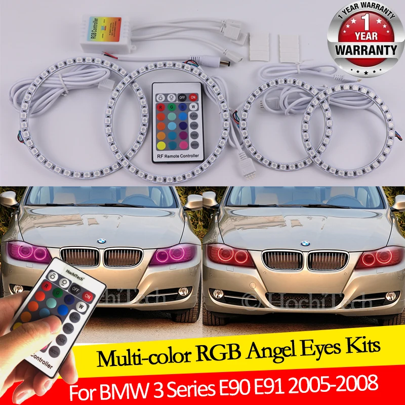 

Для BMW 3 серии E90 E91 2005 2006 2007 2008 ксеноновые фары 16 видов цветов RGB Ангельские глазки светодиодный гало кольца RF Беспроводной Управление дневные ходовые огни