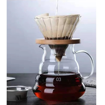 

Hario Style V60 Filter Cloud Wood Bracket Glass Reusable Filter 800ml / 600ml / 360ml Coffee Dripper and Pot Set Coffee Tools