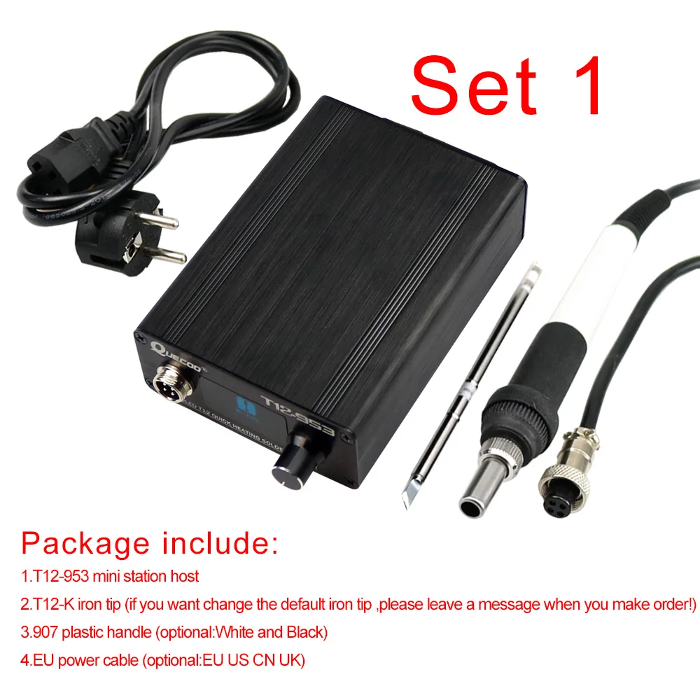 SET1 STM32 OLED/1,3 дюймов T12-953 цифровая паяльная станция электронный паяльник с 907 пластиковой ручкой T12 наконечники паяльника - Цвет: SET1