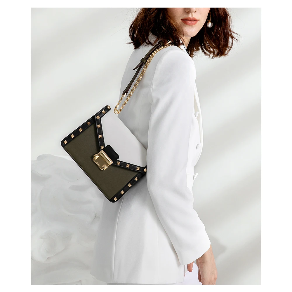 LAFESTIN Осенняя Новая модная многофункциональная женская сумка через плечо в европейском и американском стиле, сумка почтальона с заклепками, украшение