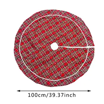 

New Arrival Plaid Christmas Tree Skirt Red Check Tree Skirt Double Layers Xmas Tree Skirt For Holiday Christmas Decorations
