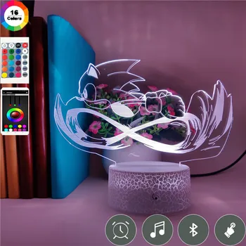 

Game Character Sonic Strike Dash Clock Base Table Lamp 3d LED Bulb Touch Remote Acrylic Plate Gift for Children Night Light